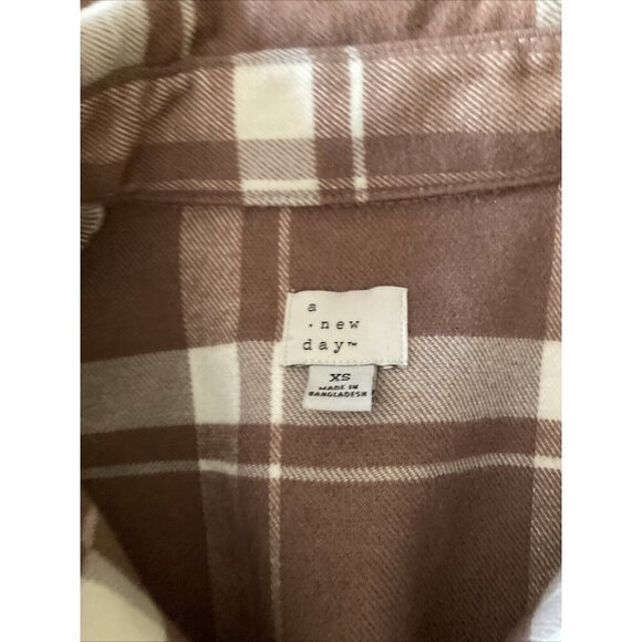 A New Day brown Plaid Tie Front Jacket Size XS - Picture 6 of 8